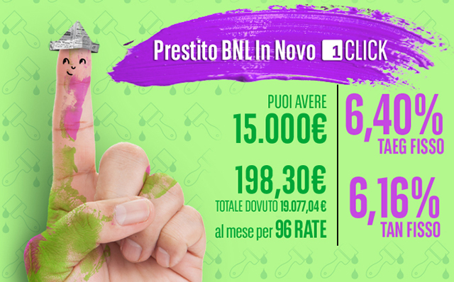 taeg e tan del prestito BNL In Novo 1Click